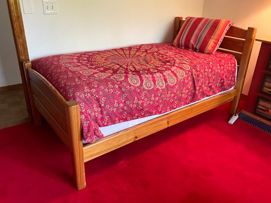 Twin Size Pine Wood Bed
