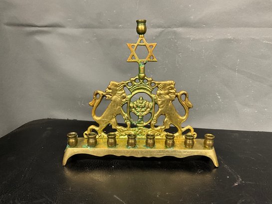 Vintage Brass Judaica Menorah