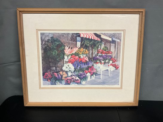 Joan Sanders Flower Sale Lithograph Print