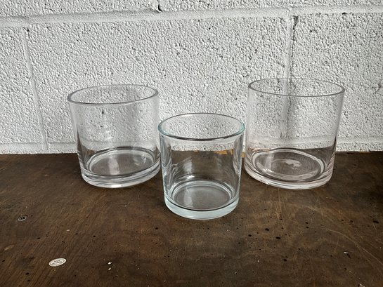 Grouping Of Clear Glass Candle Holders