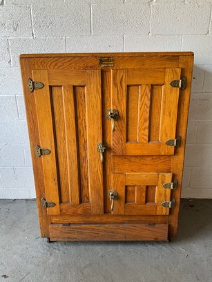 Antique Solid Oak Sanitor Ice Box