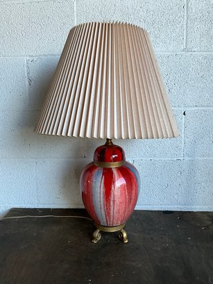Red Striped Table Lamp