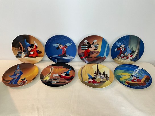 Grouping Of Disneys Fantasia The Sorcerers Apprentice 50th Anniversary Collectors Plates, 8 Pieces