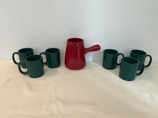 William Sonoma By Bonjour Hot Chocolate Pitcher Incl. Mugs