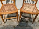 Pair Of Antique Maple Cane Side Chairs