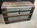 Antique Wood And Metal Dome Trunk