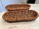Pair Of Long Oval Wicker Bread Baskets