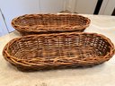 Pair Of Long Oval Wicker Bread Baskets