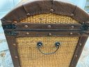 Decorative Petit Woven Wicker And Leather Dome Trunk