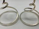 Mid Century Fisher Silver Plated Spiral Candlestick Holders