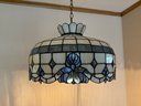 Vintage Hanging Stained Art Glass Swag Lamp