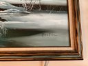 Vintage Framed Winter Landscape Painting On Canvas, Signed