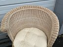 Pair Of White Wicker Arm Chairs