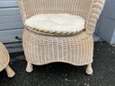 Pair Of White Wicker Arm Chairs