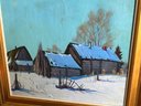 Winter Cabin Landscape Painting On Canvas