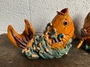 Japanese Koi Fish Studio Pottery Sculptures