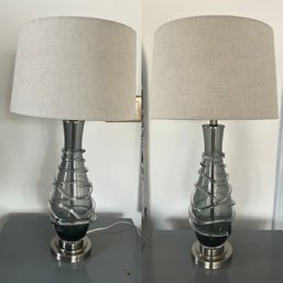 Pair Of Contemporary Glass Lamps