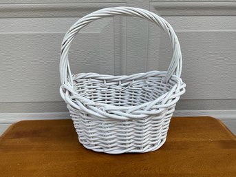 White Painted Wicker Woven Basket