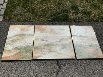 Beach Scene Painting On Canvas, 3 Pieces