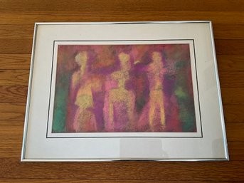 Edin Morales Framed Pastel, Signed