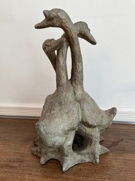 Cast Aluminum Hugging Swan Sculpture