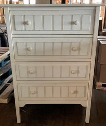 Tall White Painted Distressed Chest Of Drawers
