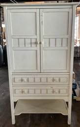 White Painted Distressed Armoire