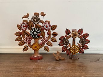 Terracotta Mexican Tree Of Life Candle Holders