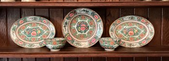 Chinese Rose Medallion Porcelain Plates And Bowls