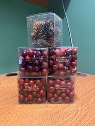 Pottery Barn Decorative Cranberries And Pinecones