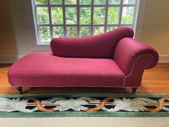 Upholstered Red And Gold Settee