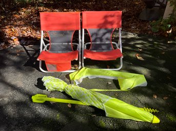 Pair Of Beach Chairs Incl. Beach Umbrella