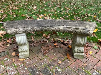 Curved Cement Garden Bench (2 Of 2)