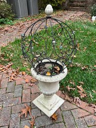 Plaster Planter With Decorative Metal Top