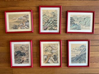 Grouping Of Chinese Framed Watercolor Paintings On Silk