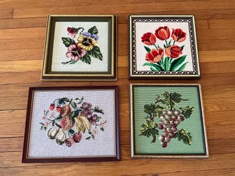 Grouping Of Vintage Framed Needlepoints