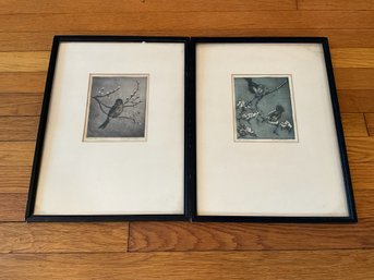 Pair Of Bird Woodblock Prints