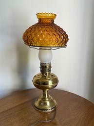 Rayo Glass And Brass Electrified Oil Lamp