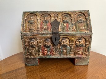 Spanish Revival Style Primitive Religious Trunk