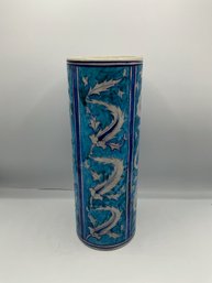 Vintage Blue And White Pottery Vase