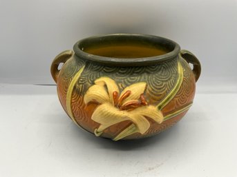 Mid-Century Roseville Zephyr Lily Brown Jardiniere