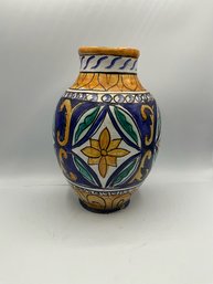 Vintage Painted Clay Vase