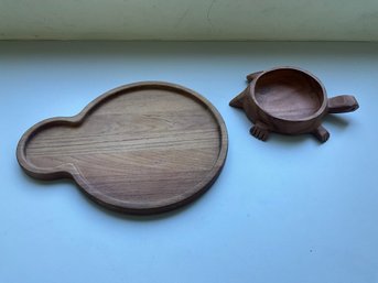 Wood Serving Platter And Bowl