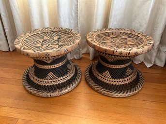 Wicker Hourglass Plant Stand/mini Stool