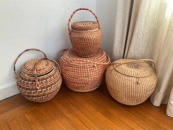 Grouping Of Woven Moroccan Baskets