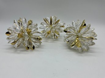 (3) Clear And Gold Decorative Prisms