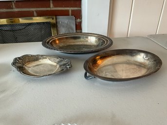 Grouping Of Silver Plated Bowls/trays