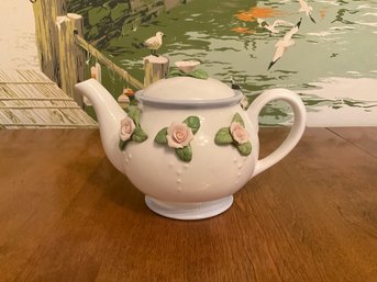 Ceramic Pink Rose Floral Teapot