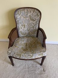 Vintage Upholstered Chair With Cane Sides