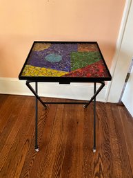 Mosaic Glass Top Metal Side Table